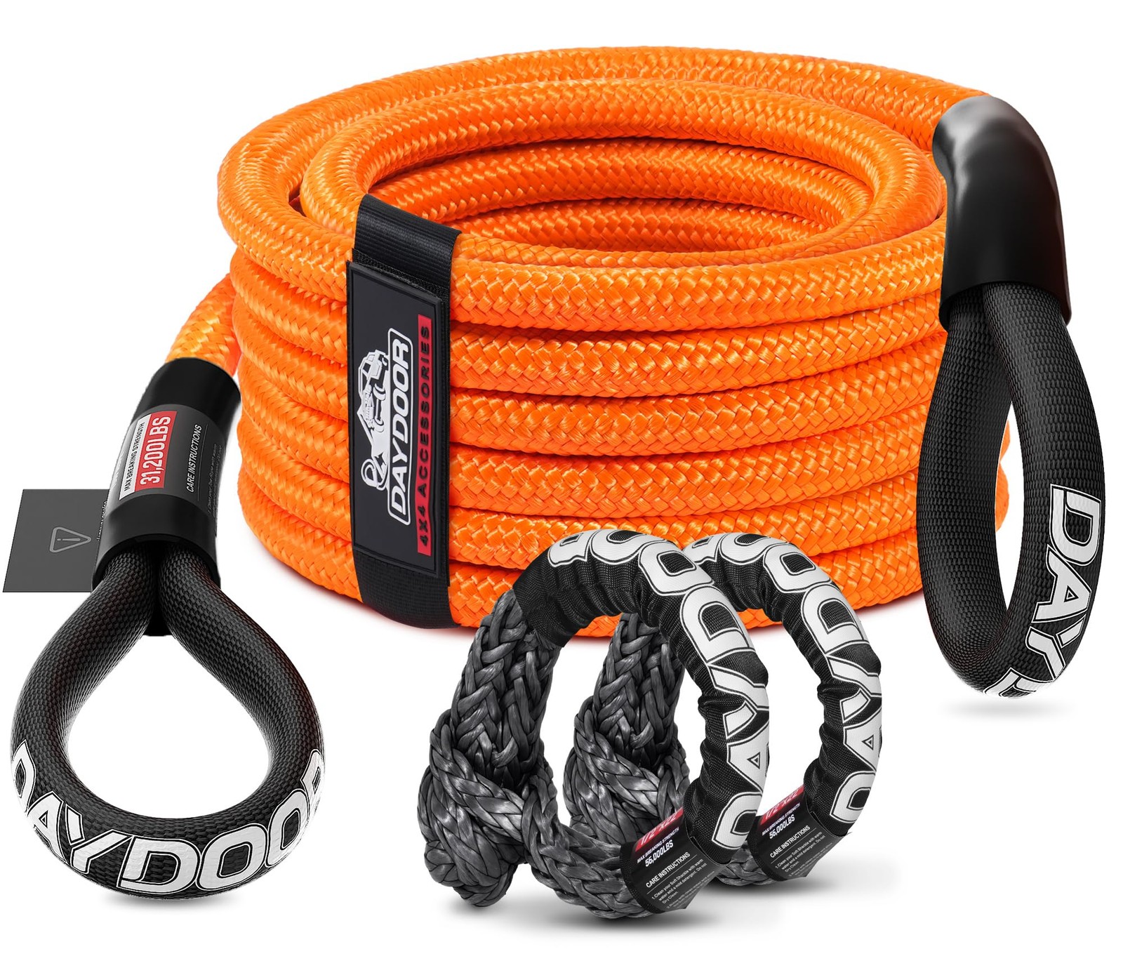 Recovery Tow Rope Kit with 2 Soft Shackles, 7/16 Inch x 30 ft 31,200 Lbs UHMW... gallery