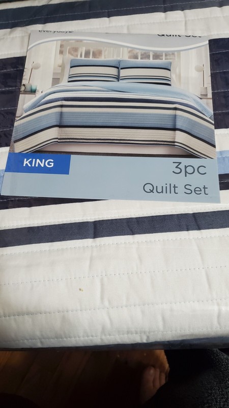 Truly Soft Quilted King Comforter 3 Piece Set- Stripes $120 MSRP gallery