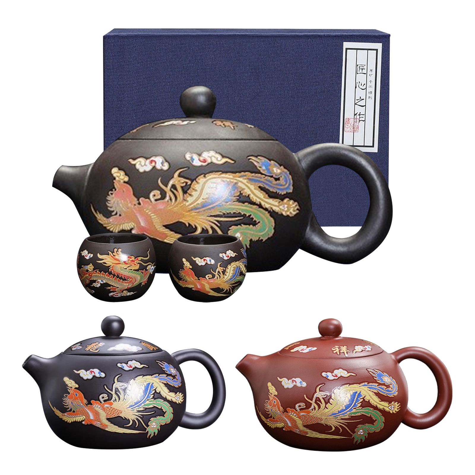 Color Changing Teapot Zisha Chinese Dragon Phoenix Teapot Purple Sands Teapot gallery