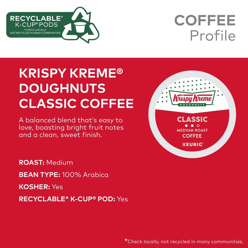Krispy Kreme Doughnuts, Classic, K-Cup Pods, Medium Roast Coffee, 96 Count gallery