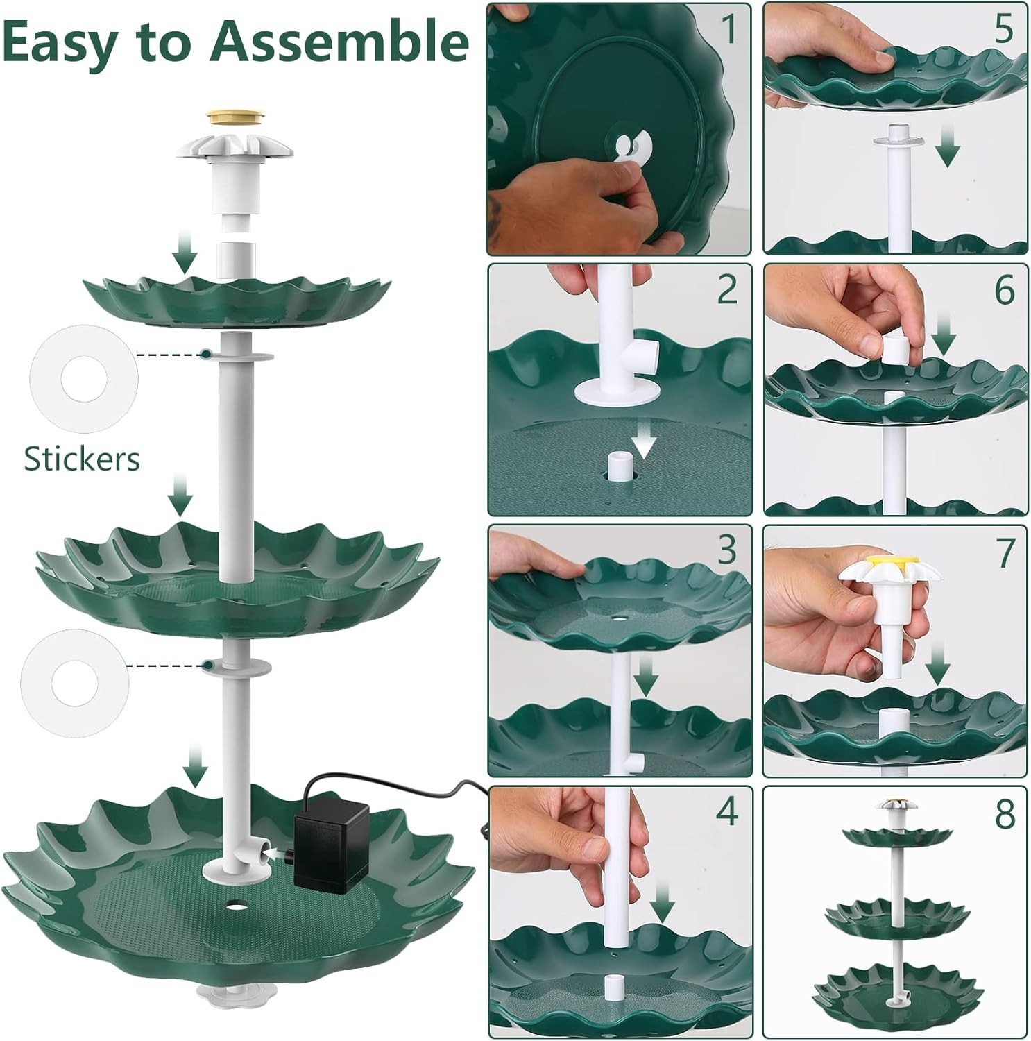 Solar Fountain Pump, 3.5w Solar Power Fountain with 3 Tiered Water Fountain,h gallery