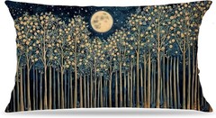 Rustic William Morris Night Moon Forest Green Decor Pillow Covers 12×20,Vintage