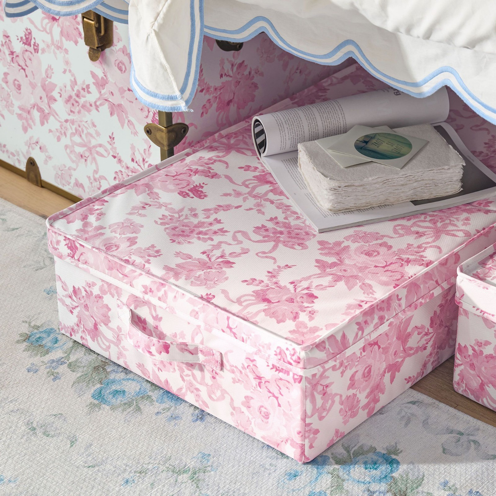 LoveShackFancy Underbed Storage Stacking Bin- Pink Damask gallery