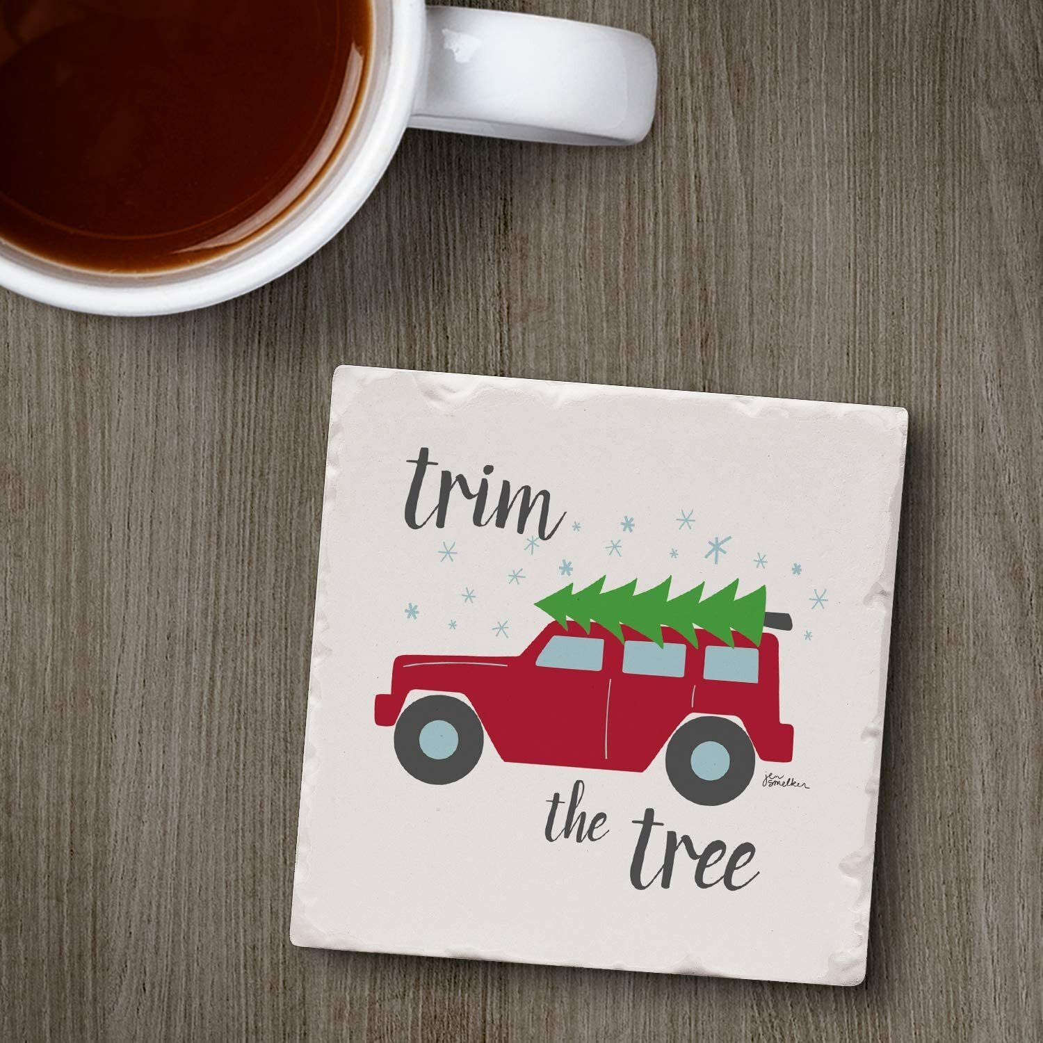 CounterArt Absorbent Stone Coasters Set of 4, Trim The Tree gallery