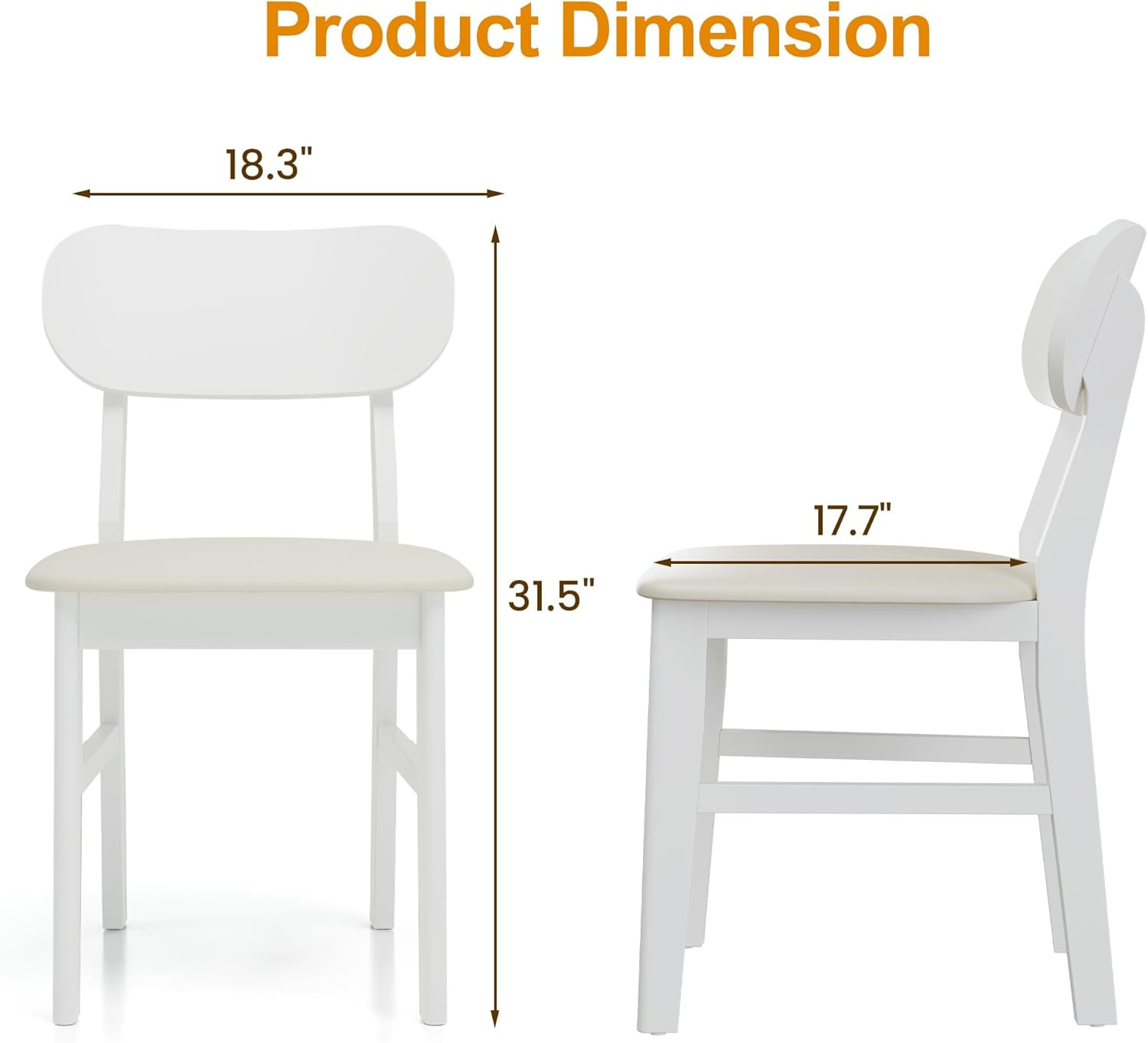 Set of 2 Farmhouse Dining Chairs, Solid Wood & Leather, 350LBS Capacity gallery