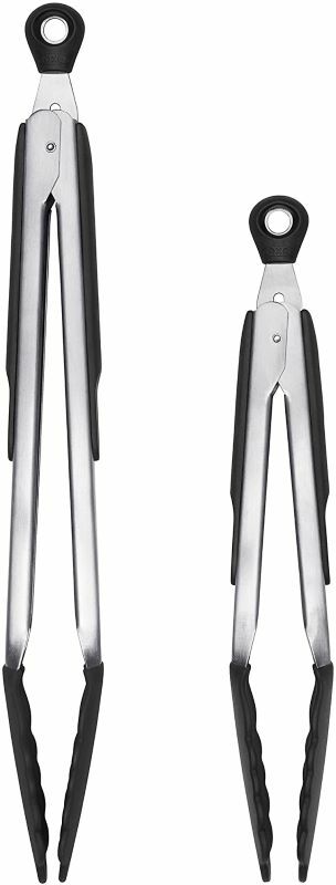 OXO Good Grips 9"-12" Kitchen Tongs With Stainless Steel Body And Silicone Heads gallery