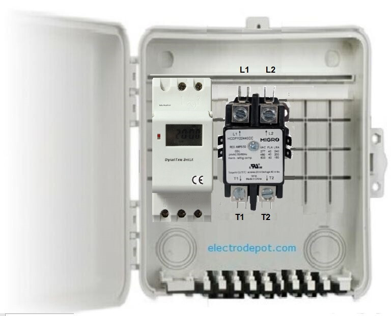 220VAC Digital Timer 7 Day 24 Hr 40A, Double Pole Time Switch, 50A, 30A, 240V 2P gallery