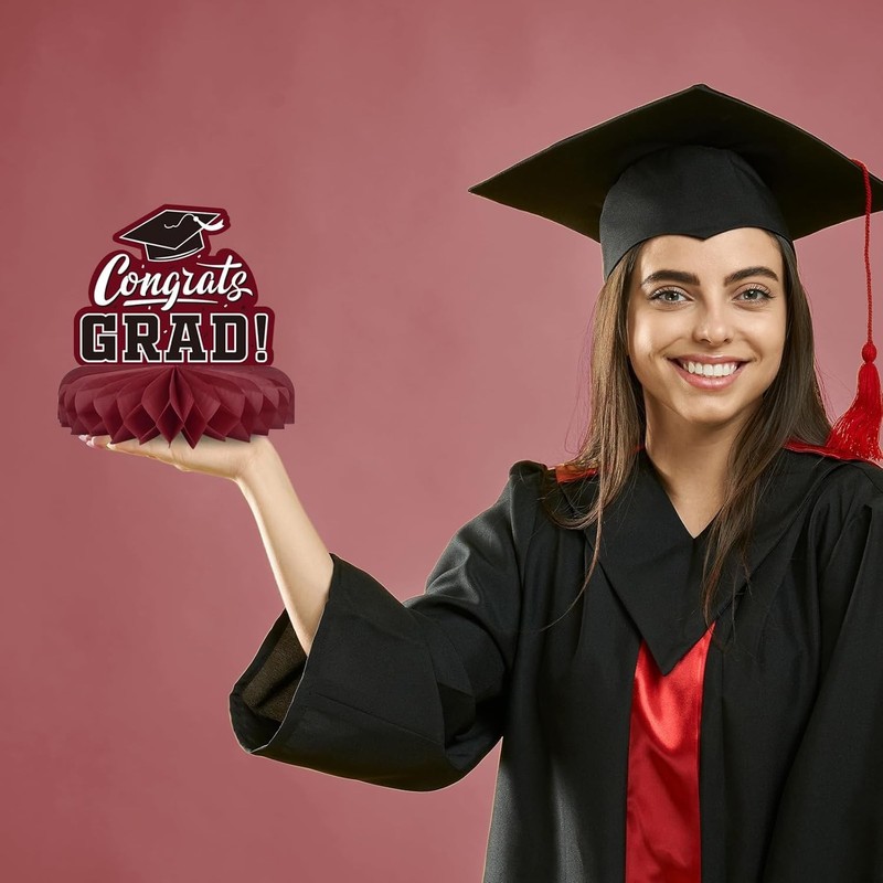 Honeycomb Table Toppers 9 Pack Graduation Decorations Class of 2026 Maroon Black gallery