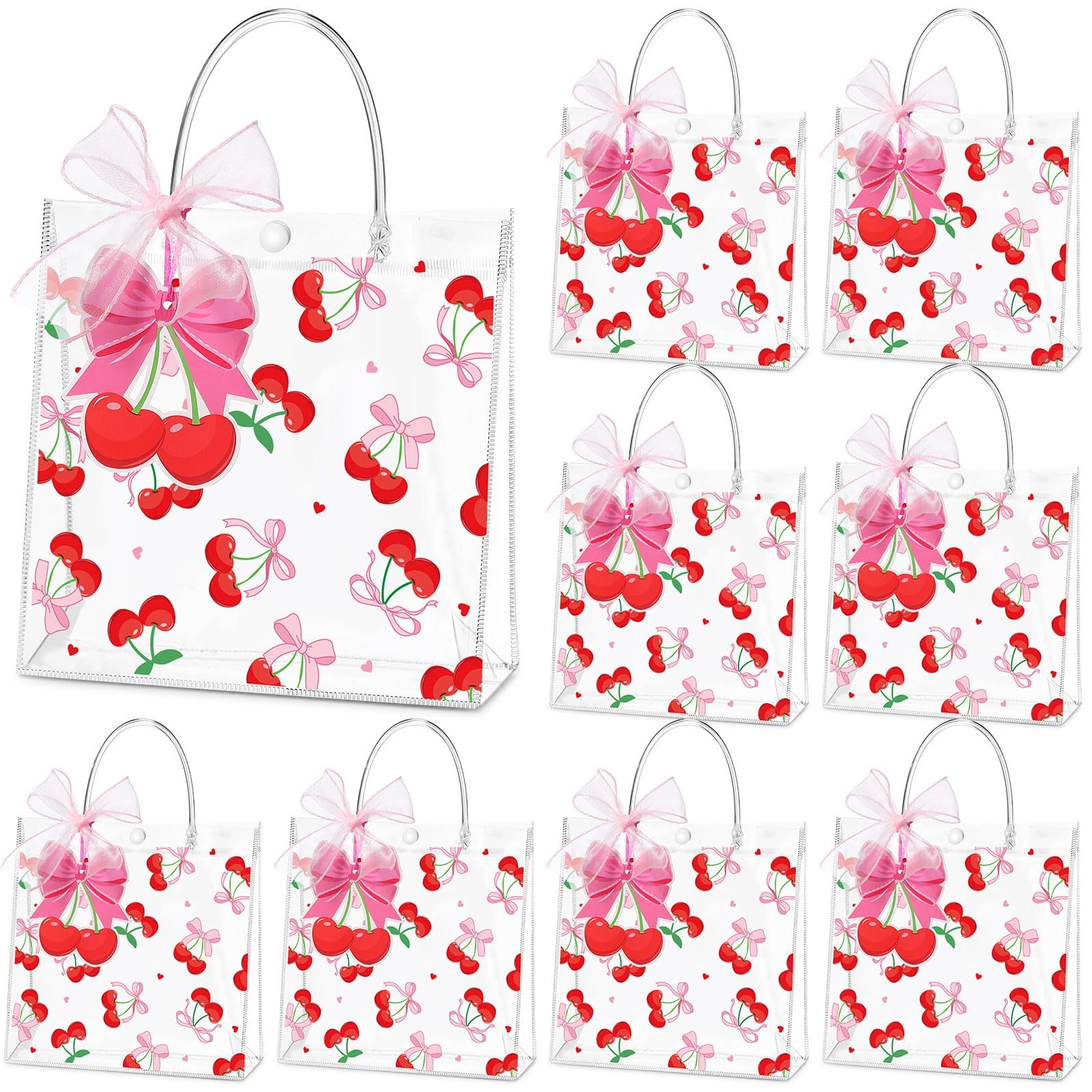 24 PCS Cherry Clear Gift Bags with Ribbon Transparent PVC Goodie Bags for Y2k gallery