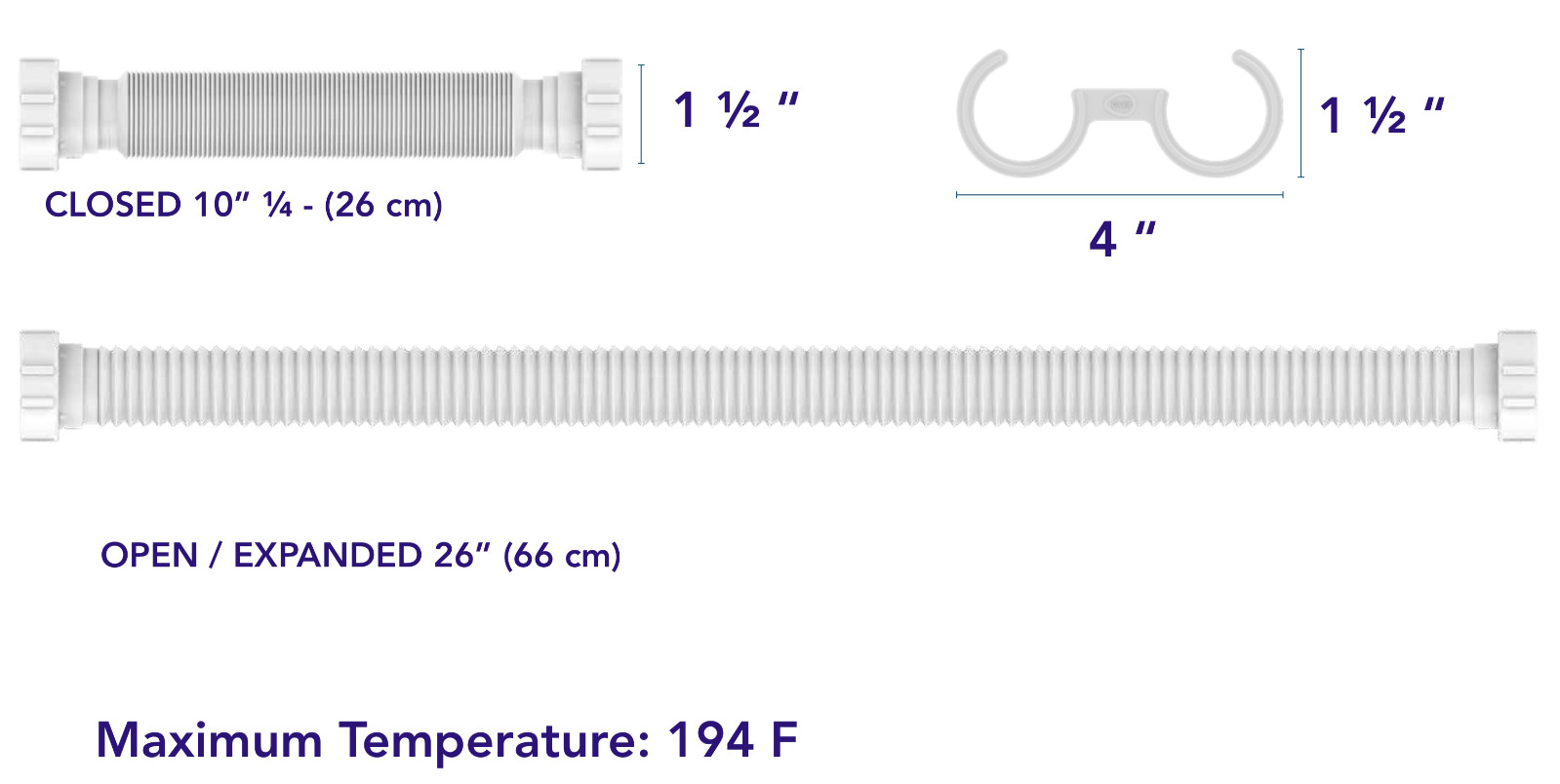 EasyDrain Ref. 510 Expandable & Flexible 1-1/2" P-trap White gallery