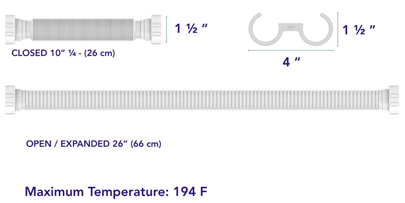 EasyDrain Ref. 510 Expandable & Flexible 1-1/2" P-trap White gallery