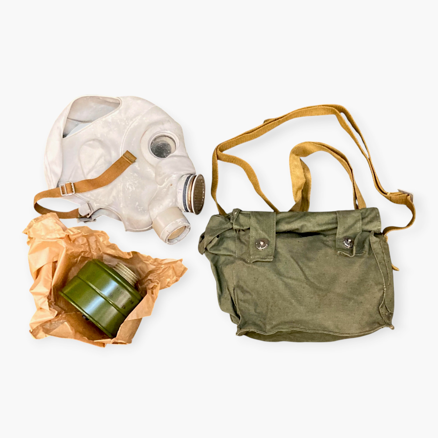 Soviet PMG Gas Mask with Filter & Bag | Cold War Military Collectible gallery