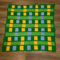 Granny Square Afghan Blanket Lap Throw Crochet Knit Handmade VTG Roseanne 40×42″