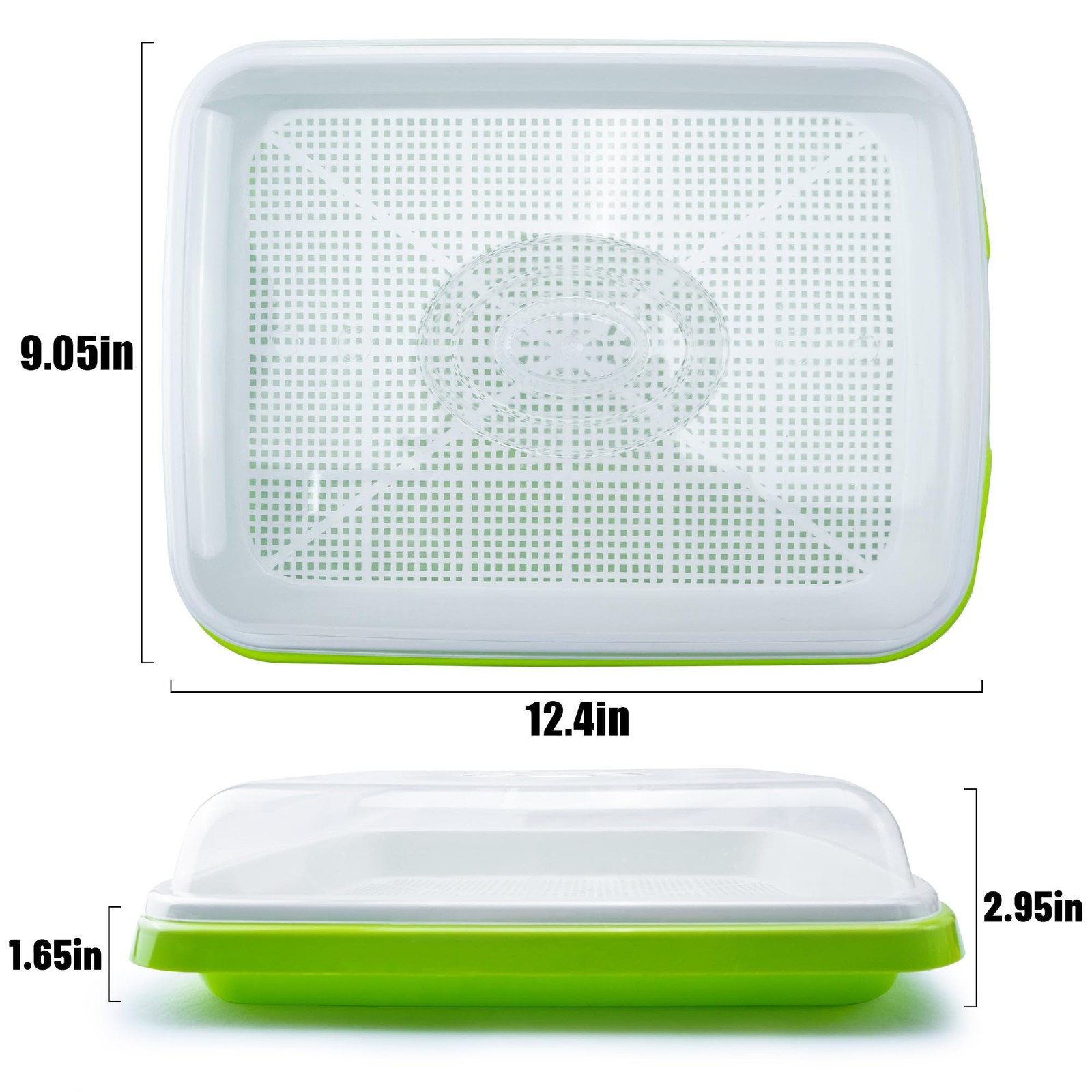 UCandy Seed Sprouter Tray with Drain Holes,Seed 5 Pack With Lid-light Green gallery