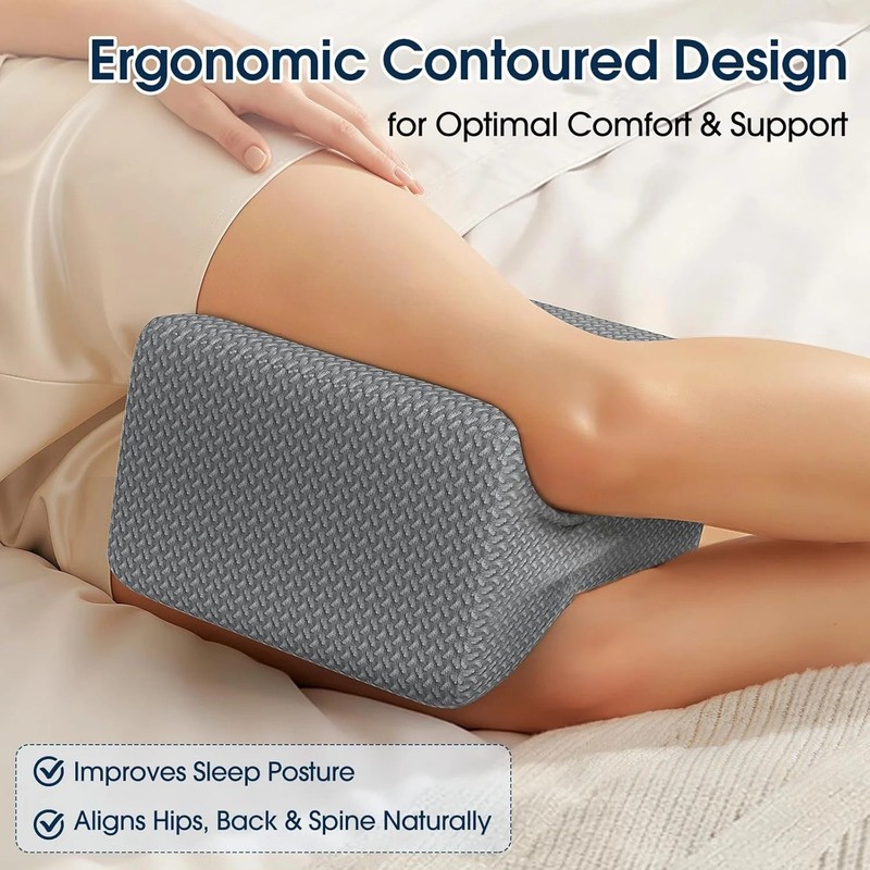 Knee Pillow for Side Sleepers Memory Foam Sciatica Pain Relief Leg Pillow, Remov gallery