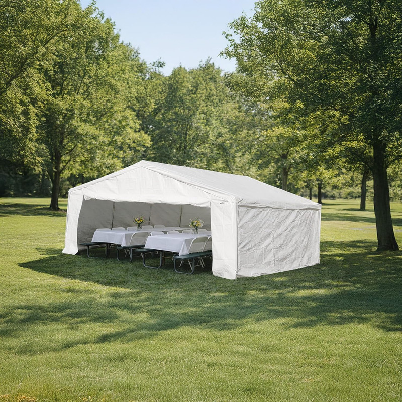 Domain Carport Sidewall Enclosure Set, 20' X 20', White, 22 Lbs, Polyethylene Ma gallery