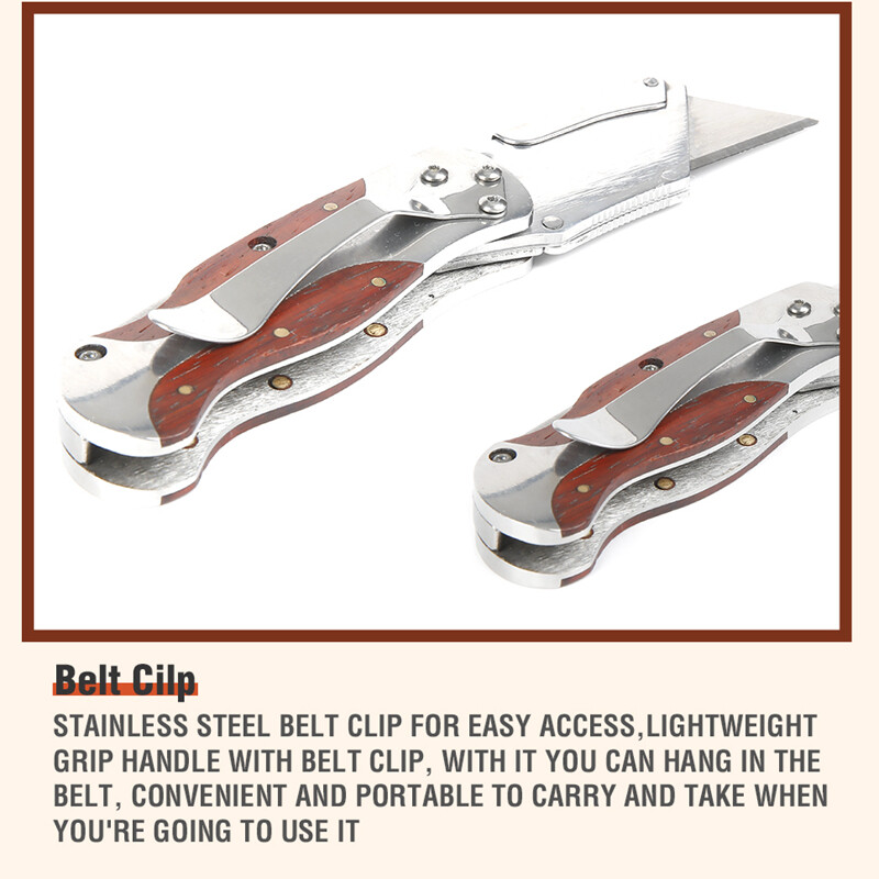 WORKPRO Quick-Change Folding Utility Knife Classical Retro Wood Grain Handle NEW gallery