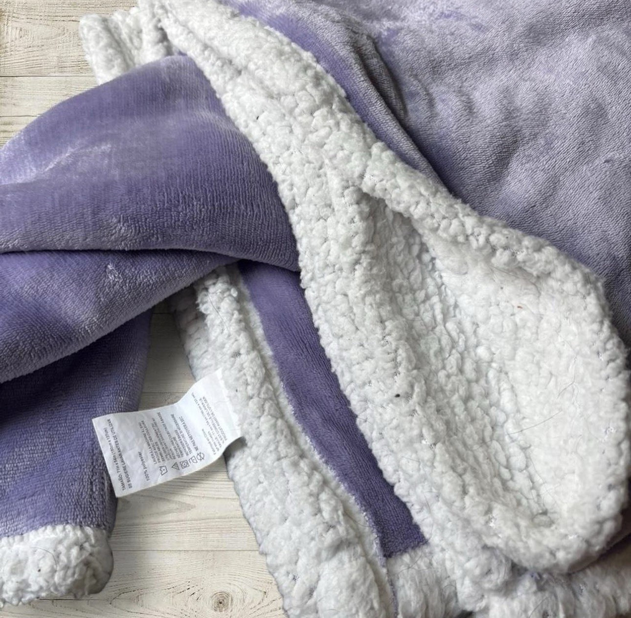Purple White Solid Color Sherpa Fleece Rectangular Throw Blanket No Closure gallery
