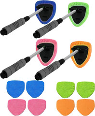 Windshield Cleaner Tool With Reusable Microfiber Pads – Car Window Glass Wipe…