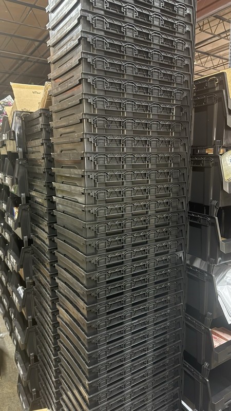 Large Stackable Storage Bin, Plastic, Black, Parts Bins, Warehouse, NEW - 8 PACK gallery