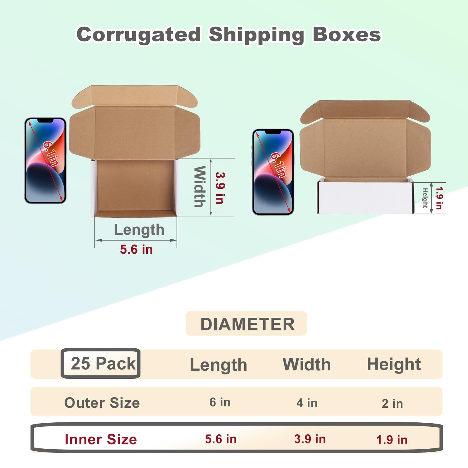 MEBRUDY 6x4x2 Inches Shipping Boxes Pack of 25, White Small Corrugated Cardbo... gallery