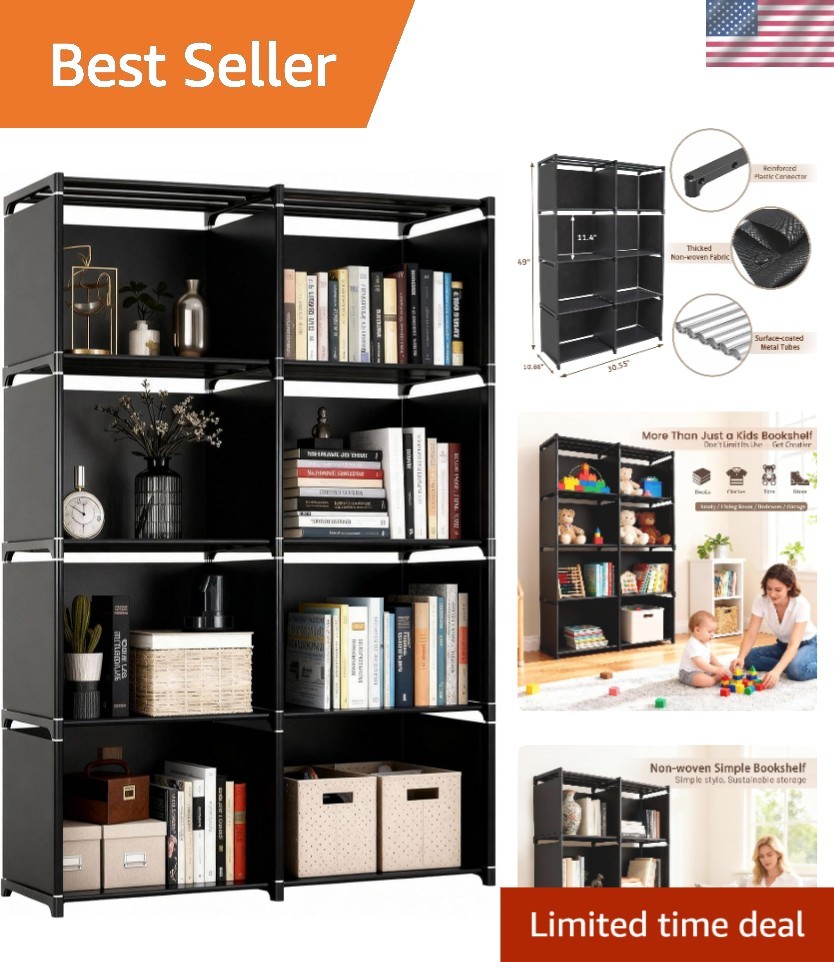 Versatile 5-Tier Cube Storage Organizer - Modern Black Bookshelf for Any Room gallery
