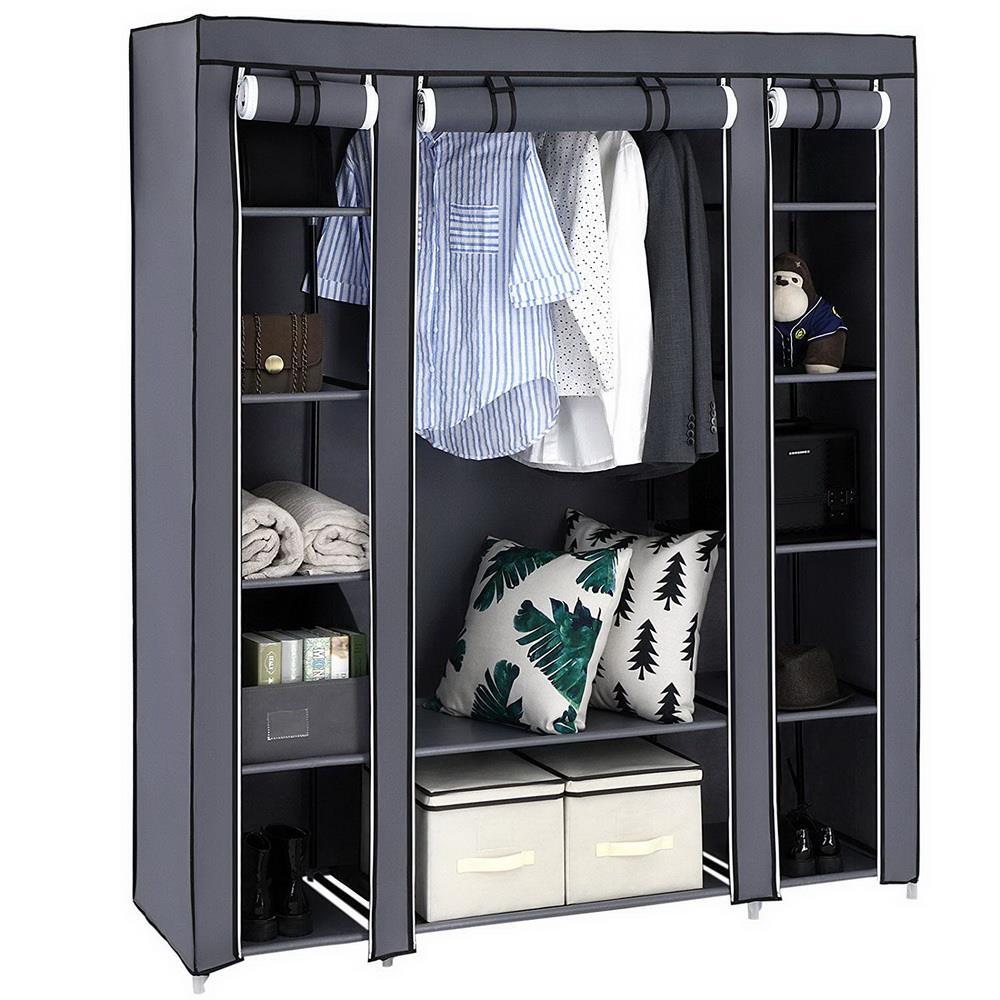 Portable Closet Wardrobe Clothes Rack Storage Organizer Shelf Water-Proof Fabric gallery