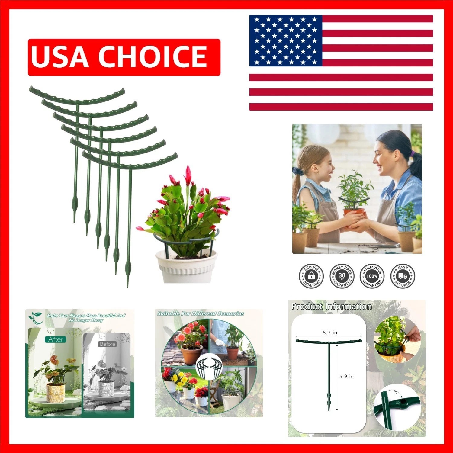 Durable Metal and Plastic Plant Stakes - Space-Saving Support for Small Plants gallery