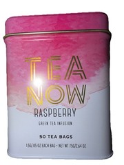 TEA NOW 💖 50 Tea Bags RASPBERRY GREEN TEA INFUSION 💖 BB: 11/2027