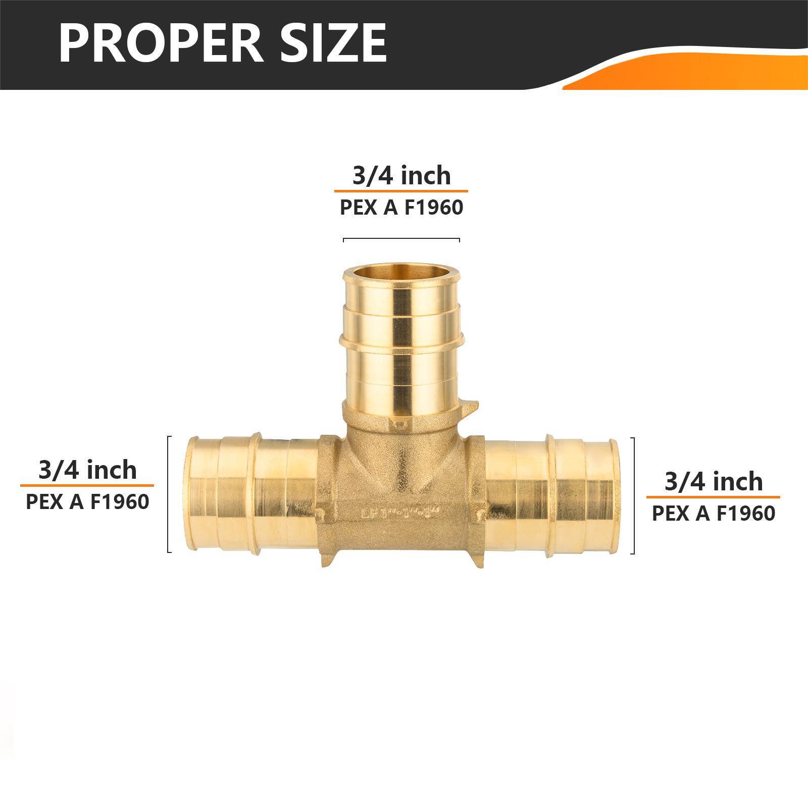 EFIELD 5 To 100 Packs Pex A Expansion Tee 3/4"x3/4"x3/4" Brass Fittings No Lead gallery