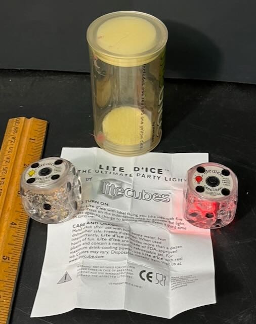 Lite D’ice LED Light Up Dice Ice Cubes LiteCubes Set 2 Working w/ Tube gallery