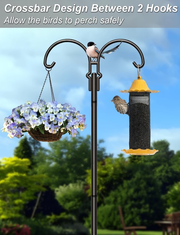 Outdoor Double Shepherds Hook with 5 Prong Base, 76 Inch Adjustable Heavy Dut... gallery