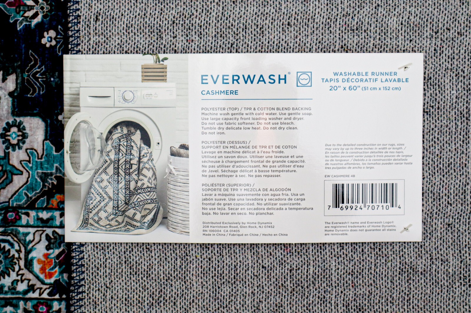 Super Soft EVERWASH Blue Cashmere Washable Runner Rug 20" x 60" Non-Slip gallery