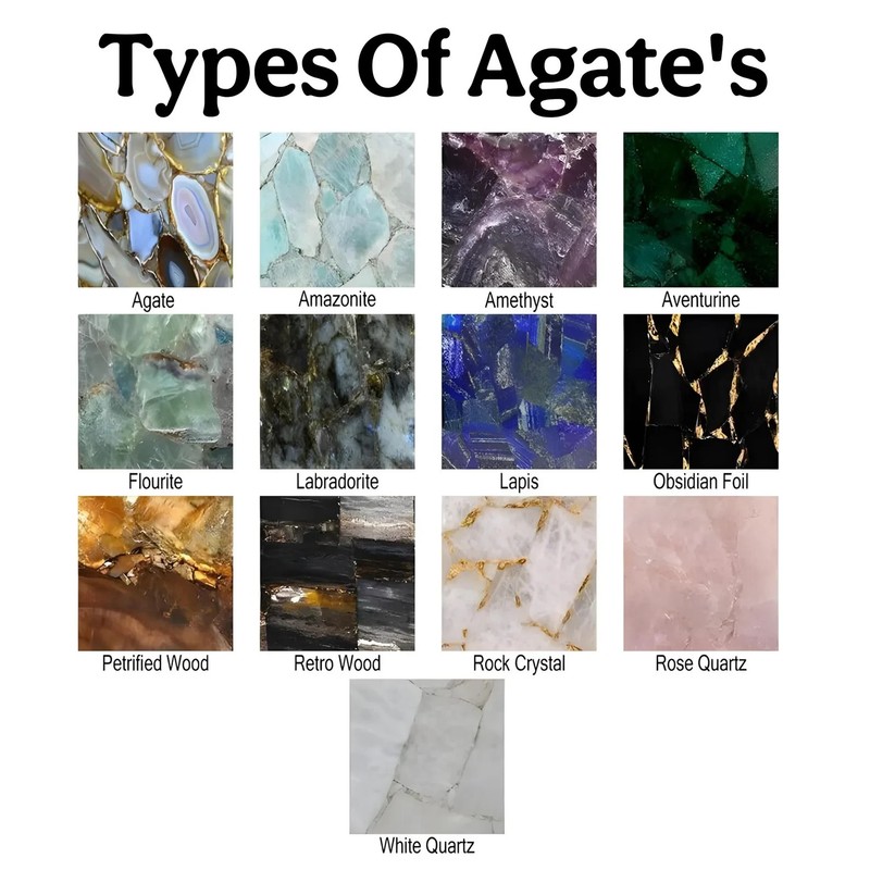 Agate Gemstone Kitchen Table, Dining Table with Agate Top, Crystal Slab Furnitur gallery