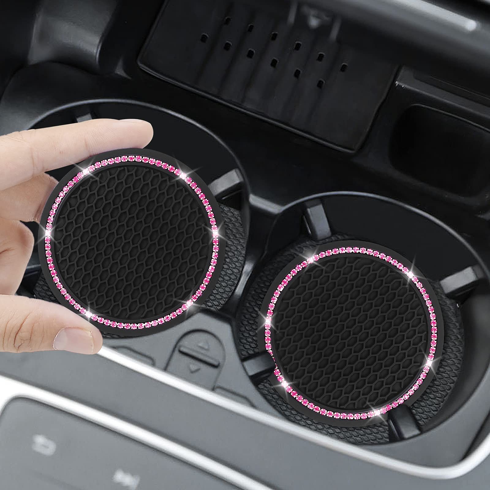 4 Pack Car Coasters, Universal Vehicle Bling Coaster, Cute Pink Crystal gallery