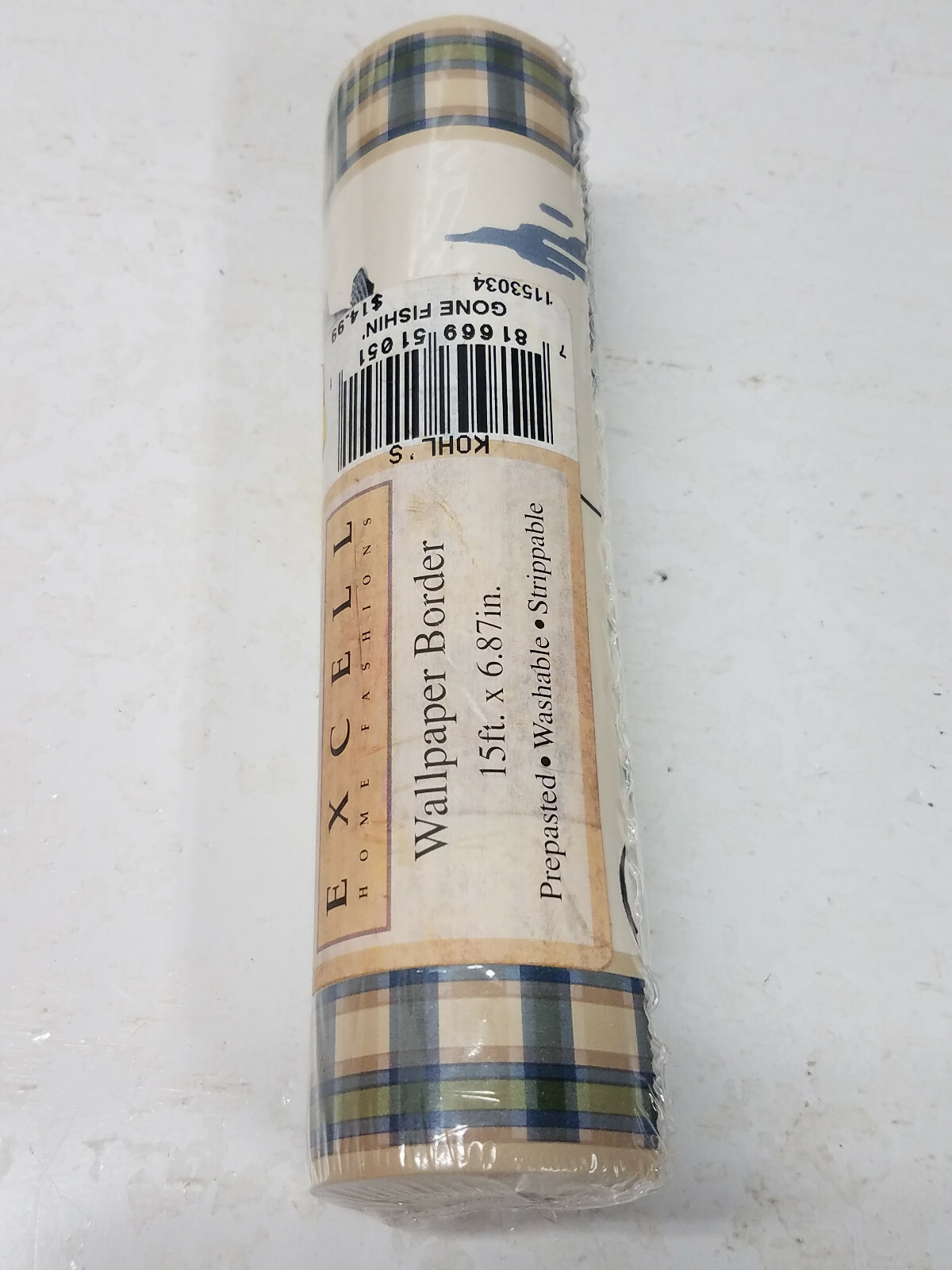 EXCELL PREPASTED WALL BORDER GONE FISHIN WASHABLE STRIPPABLE fishing fish gallery