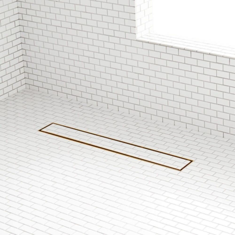 Signature Hardware 32" Tile-In Linear Shower Drain Polished Brass No Flange