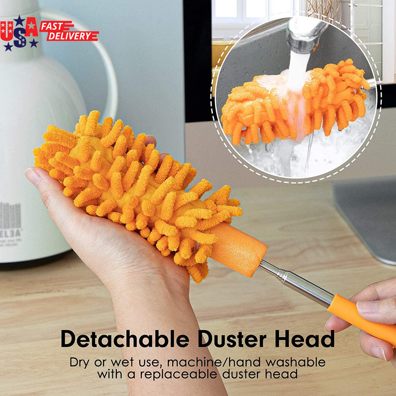 Microfiber Duster for Cleaning, Hand Washable Dusters with 2Pcs Replaceable Mic gallery