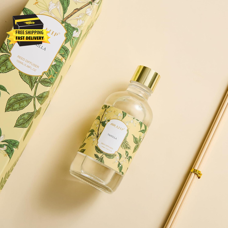 Reed Diffuser Oil Set with Reed Sticks,Vanilla Aromatherapy Oil Scent Diffuser f gallery