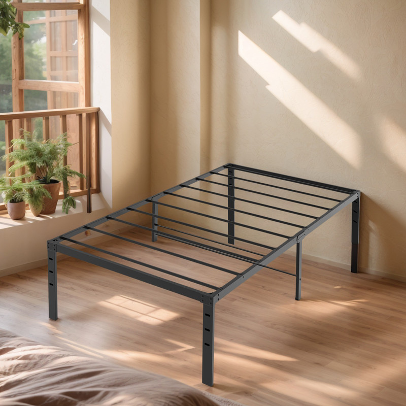 Black Twin Size Simple Basic Platform Metal Bed Frame - 18 Inch Bed Height gallery
