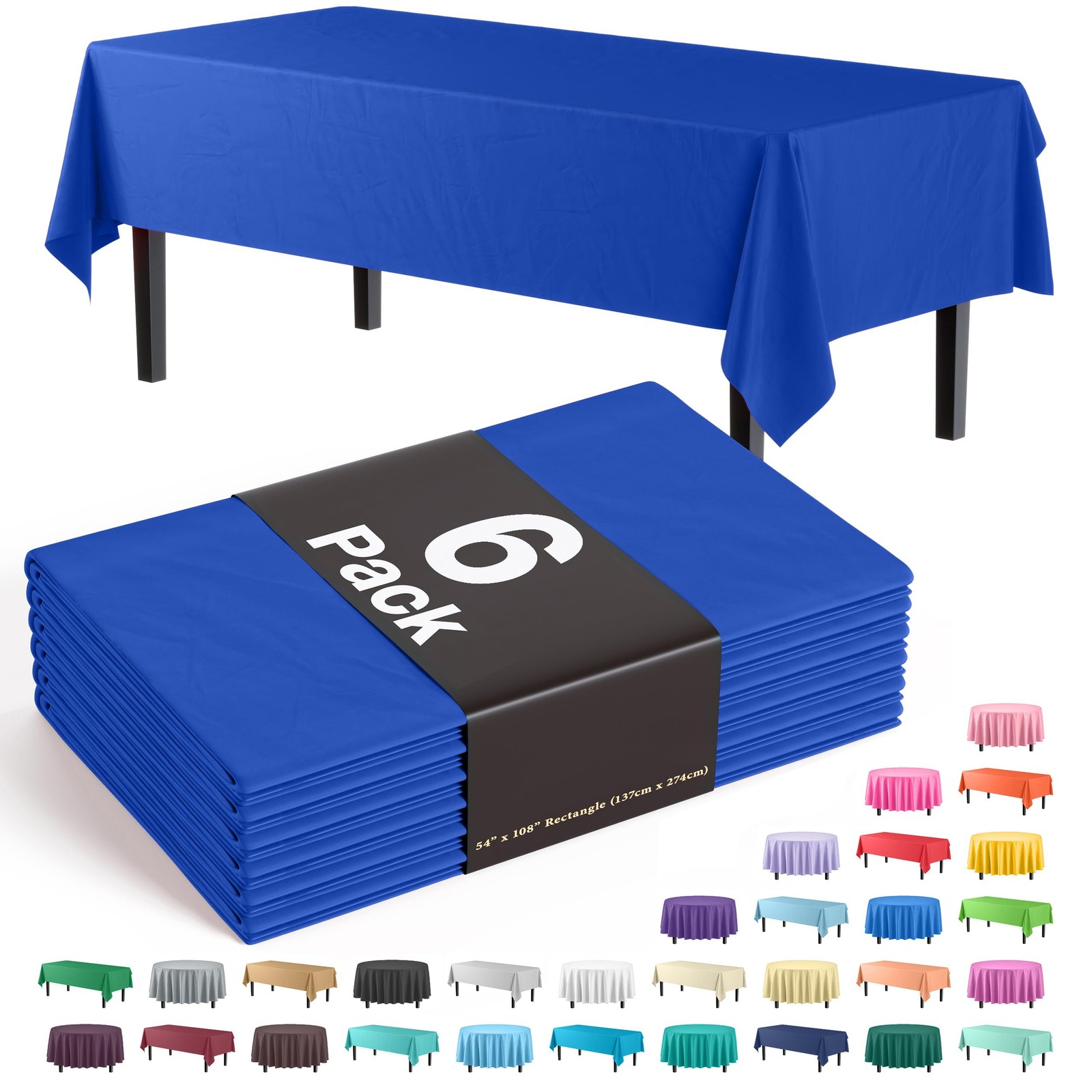 Exquisite 6-Pack Premium Plastic Tablecloth 54in. x 108in. Rectangle Plastic ... gallery