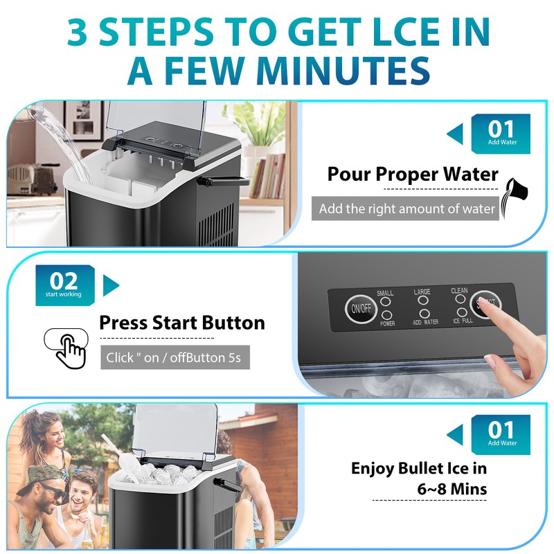 Portable Countertop Bullet Ice Maker with Ice Scoop - 26lbs of Ice in 24 Hours gallery
