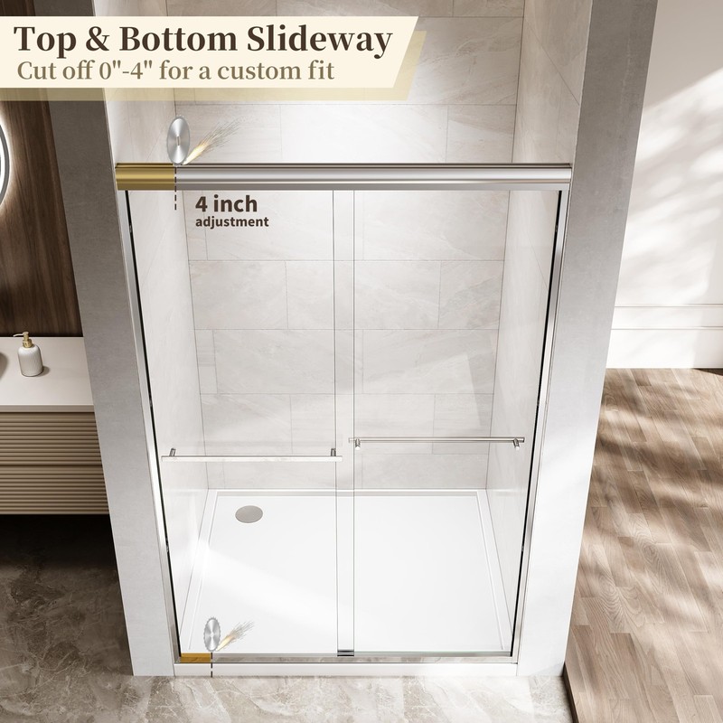 Semi Frameless Bypass Sliding Shower Door 48 W x 72 H Polished Chrome 44-48 ENSO gallery