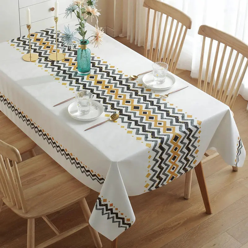 Modern Concise Style Pattern Waterproof Rectangular Polyester Tablecloth Home De gallery