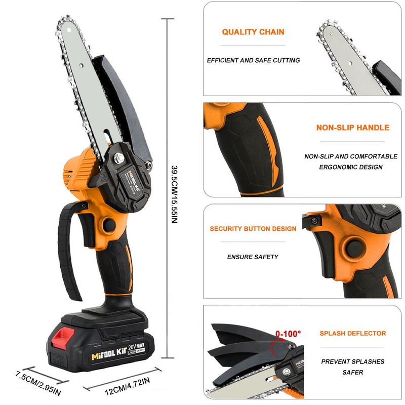 6 in Mini Handheld Electric Chainsaw Cordless Chain Saw Wood Cutter Rechargeable gallery