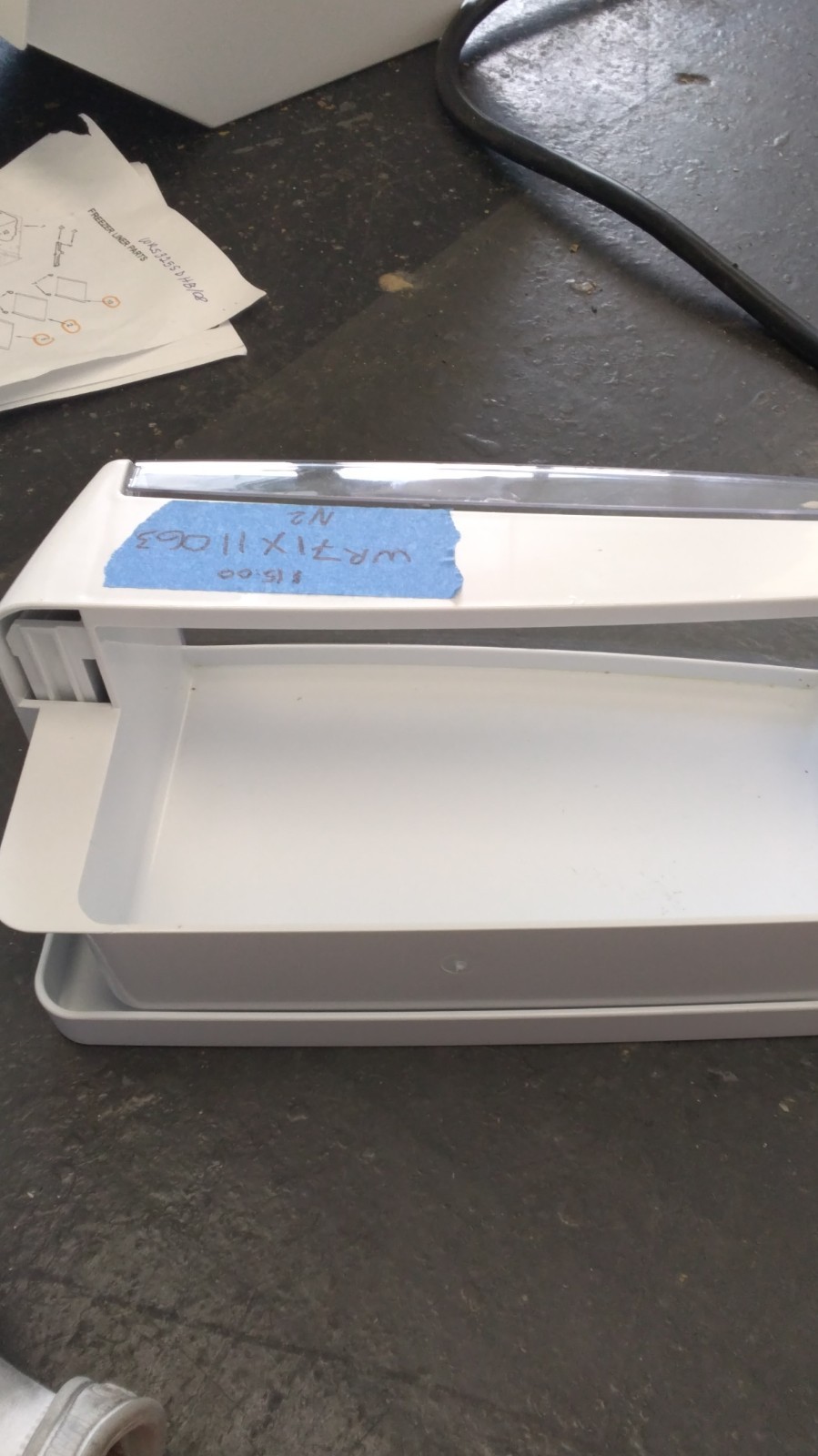 GE White/Clear Refrigerator Door Drop Down Tray Bin WR71X11063 gallery