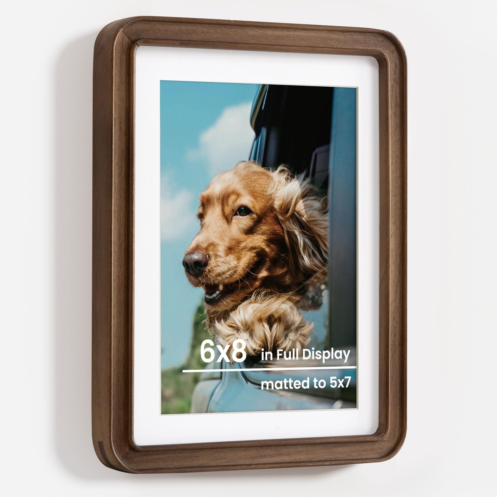 6x8 Solid Walnut Wood Picture Frames Matted to 5x7 with Tempered Glass for Wa... gallery