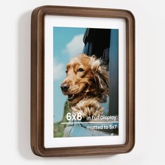 6×8 Solid Walnut Wood Picture Frames Matted to 5×7 with Tempered Glass for Wa…