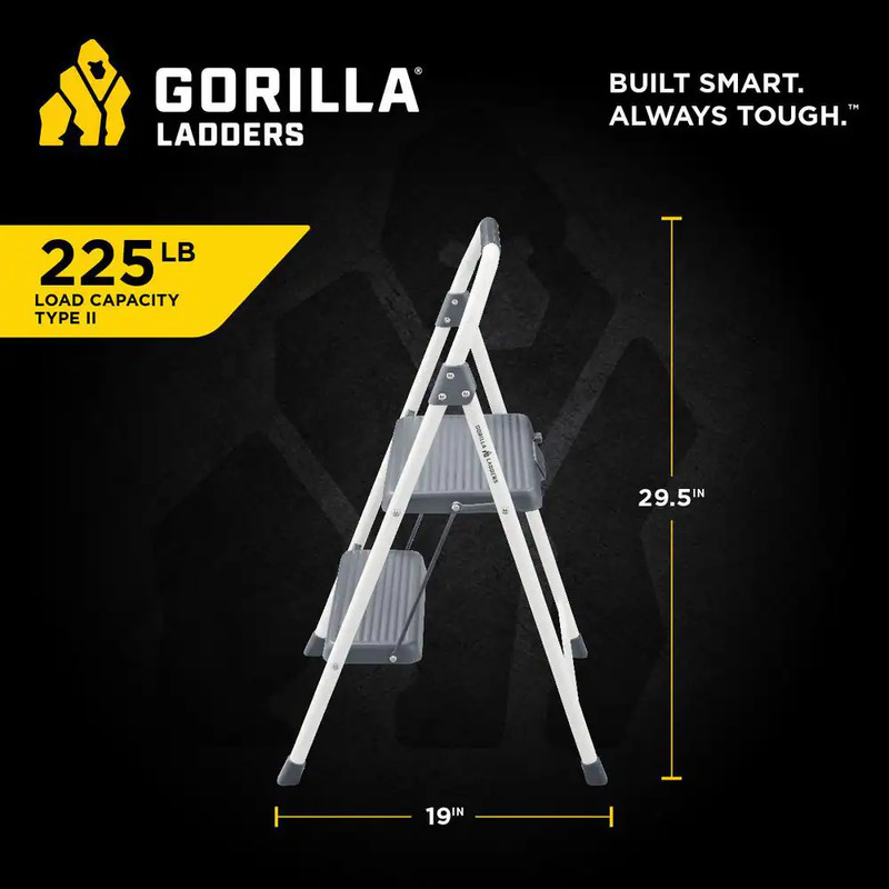 2-Step Compact Steel Step Stool, 225 Lbs. Load Capacity Type II Duty Rating (8Ft gallery