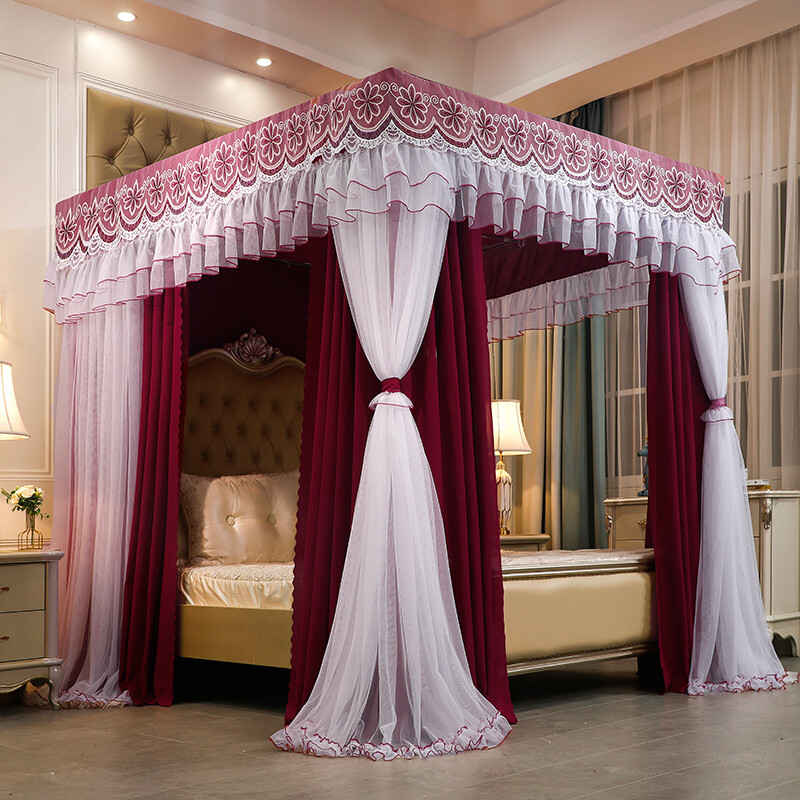 Luxury Mosquito Net Set Double Rod Double Layer Mosquito Net Winter Bed Curtains gallery